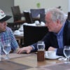 Sen. Chris Van Hollen, D-Md., speaks with imprisoned Kilmar Armando Abrego Garcia in San Salvador, El Salvador, on April 17.