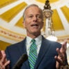 Senate Majority Leader John Thune, R-S.D., with the inside of the Capitol Dome overhead.